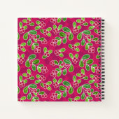 フェスティバルクランベリーの葉のパターン、明るい赤紫色 ノートブック (裏面)