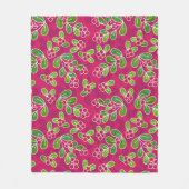 フェスティバルクランベリーの葉のパターン、明るい赤紫色 フリースブランケット (正面)