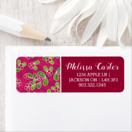 フェスティバルクランベリーの葉のパターン、明るい赤紫色 ラベル