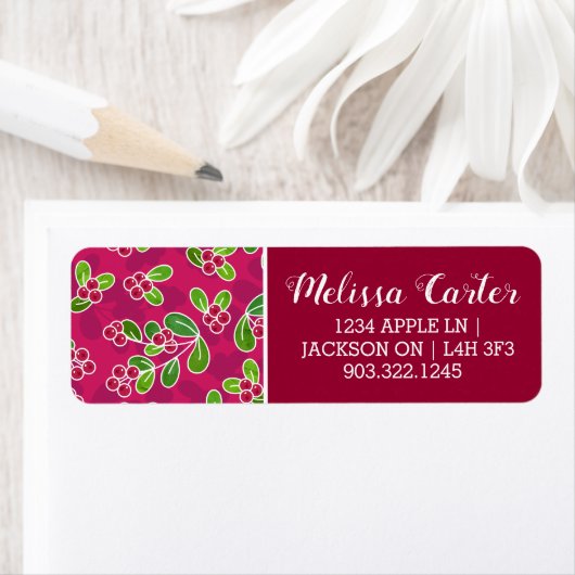 フェスティバルクランベリーの葉のパターン、明るい赤紫色 ラベル (インサイチュ)