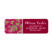 フェスティバルクランベリーの葉のパターン、明るい赤紫色 ラベル (正面)