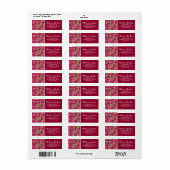 フェスティバルクランベリーの葉のパターン、明るい赤紫色 ラベル (フルシート)