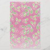 フェスティバルクランベリーの葉のパターン、明るい赤紫色 便箋 (正面)