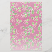 フェスティバルクランベリーの葉のパターン、明るい赤紫色 便箋 (裏面)