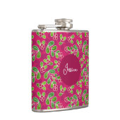 フェスティバルクランベリーフルーツパターン、明るい赤紫色 フラスク (右)