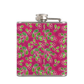 フェスティバルクランベリーフルーツパターン、明るい赤紫色 フラスク (裏面)