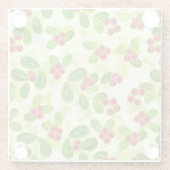 フェスティバルクランベリー果実パターン、緑 ガラスコースター (裏面)