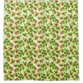 フェスティバルクランベリー果実パターン、緑 シャワーカーテン (正面)