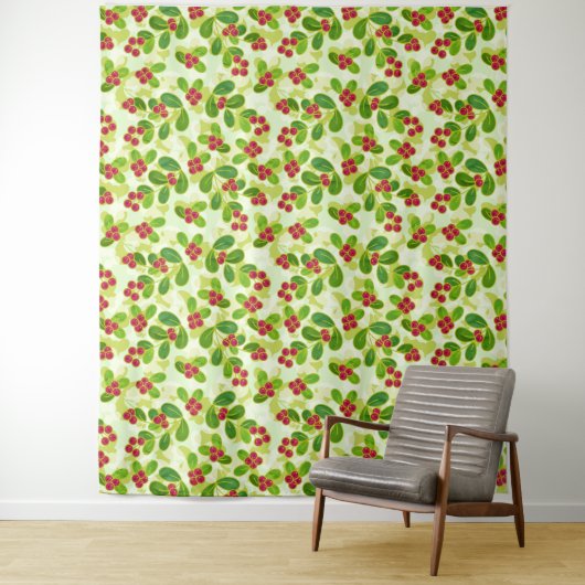 フェスティバルクランベリー果実パターン、緑 タペストリー (インサイチュ)