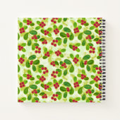 フェスティバルクランベリー果実パターン、緑 ノートブック (裏面)