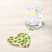 フェスティバルクランベリー果実パターン、緑 ペーパーコースター (インサイチュ)