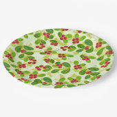 フェスティバルクランベリー果実パターン、緑 ペーパープレート (アングル)