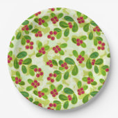 フェスティバルクランベリー果実パターン、緑 ペーパープレート (正面)