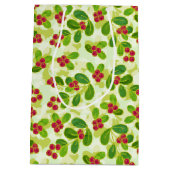 フェスティバルクランベリー果実パターン、緑 ミディアムペーパーバッグ (裏面)