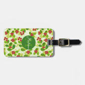 フェスティバルクランベリー果実パターン、緑 ラゲッジタグ (正面横)