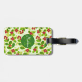 フェスティバルクランベリー果実パターン、緑 ラゲッジタグ (裏面横)