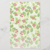 フェスティバルクランベリー果実パターン、緑 便箋 (正面)