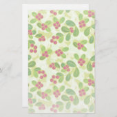 フェスティバルクランベリー果実パターン、緑 便箋 (正面/裏面)