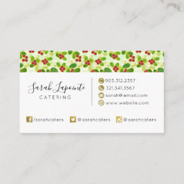 フェスティバルクランベリー果実パターン、緑 名刺