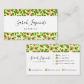 フェスティバルクランベリー果実パターン、緑 名刺 (正面/裏面)