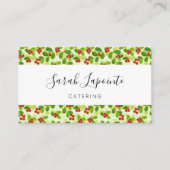 フェスティバルクランベリー果実パターン、緑 名刺 (正面)