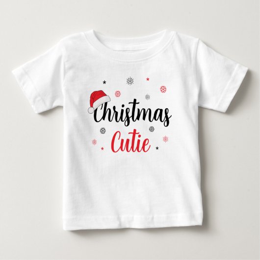 フェスティバルクリスマスかわいこちゃんサンタハット ベビーTシャツ (正面)