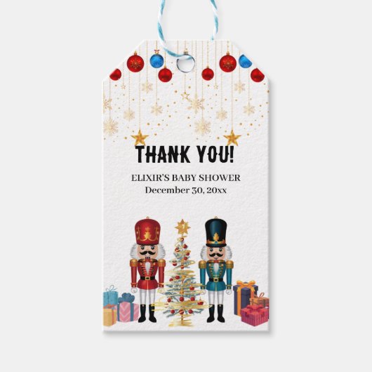 フェスティバルクリスマスくるみ割りオーナメントベビーシャワー ギフトタグ (正面)