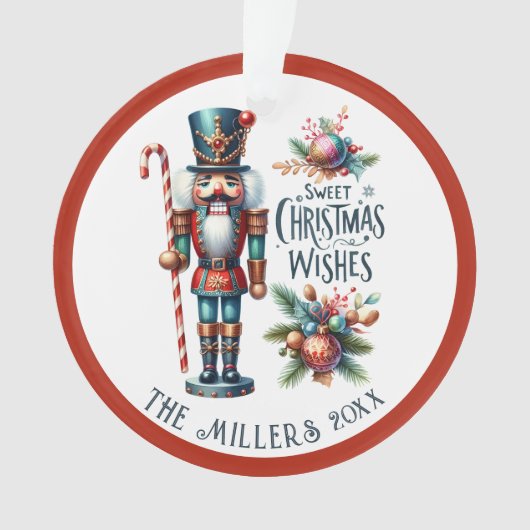 フェスティバルクリスマスくるみ割りカスタム文字 オーナメント (正面)