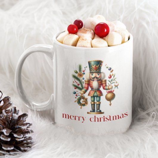 フェスティバルクリスマスくるみ割りカーメリークリスマス文字 コーヒーマグカップ