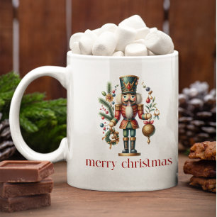 フェスティバルクリスマスくるみ割りカーメリークリスマス文字 コーヒーマグカップ