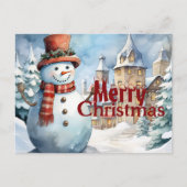 フェスティバルクリスマスとスノーマン ポストカード (正面)