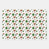 フェスティバルクリスマスのカップケーキ弓タイル模様 ラッピングペーパーシート (正面3)