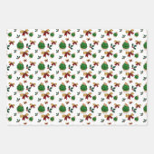 フェスティバルクリスマスのカップケーキ弓タイル模様 ラッピングペーパーシート (正面)