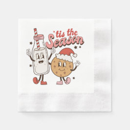 フェスティバルクリスマスのクッキー牛乳 縁ありカクテルナプキン