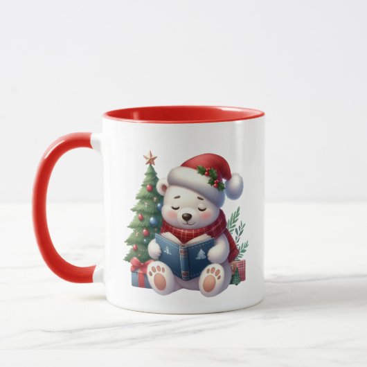 フェスティバルクリスマスのシロクマ追加モノグラム マグカップ (左)