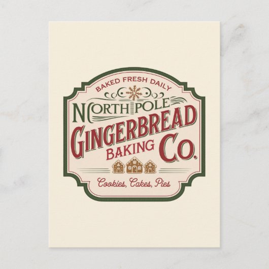 フェスティバルクリスマスのジンジャーブレッド会社のメッセージを追加 シーズンポストカード (正面)