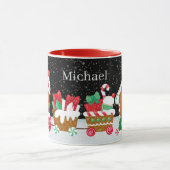 フェスティバルクリスマスのジンジャーブレッド列車の名前を追加 マグカップ (中央)