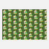 フェスティバルクリスマスのナマケモノのタイル ラッピングペーパーシート (正面)