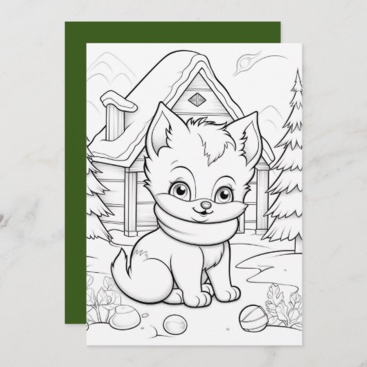 フェスティバルクリスマスの子供の着色ネコ シーズンカード (正面/裏面)