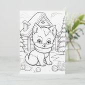 フェスティバルクリスマスの子供の着色ネコ シーズンカード (スタンド正面)