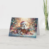 フェスティバルクリスマスの子犬キリスト教の聖書聖句 シーズンカード (正面)