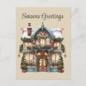 フェスティバルクリスマスの水の色の店を追加文字休日 シーズンポストカード (正面)