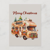 フェスティバルクリスマスの水の色ジンジャーブレッドのキャンパー シーズンポストカード (正面)