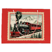 フェスティバルクリスマスの水の色ホリデートレイン ラージペーパーバッグ (裏面)