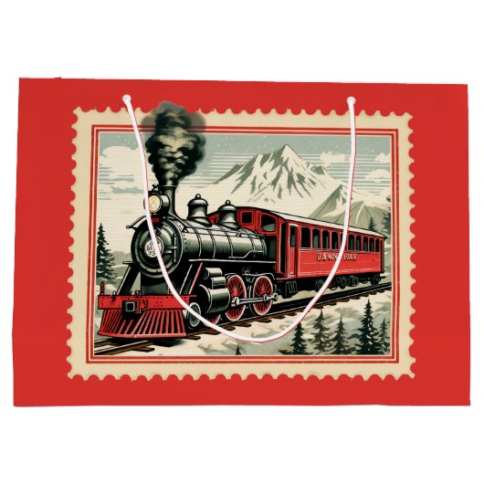 フェスティバルクリスマスの水の色ホリデートレイン ラージペーパーバッグ (裏面)