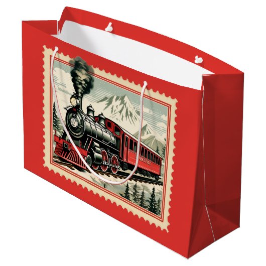 フェスティバルクリスマスの水の色ホリデートレイン ラージペーパーバッグ (裏面アングル)