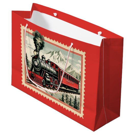 フェスティバルクリスマスの水の色ホリデートレイン ラージペーパーバッグ (正面アングル)