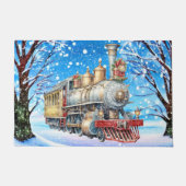 フェスティバルクリスマスの水彩列車 ドアマット (正面)