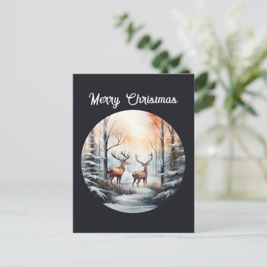 フェスティバルクリスマスの水色の鹿 シーズンポストカード (スタンド正面)
