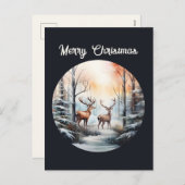 フェスティバルクリスマスの水色の鹿 シーズンポストカード (正面/裏面)